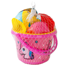 Load image into Gallery viewer, دلو شاطئ بلاستيكي عالي الجودة مع أدوات رمل متنوعة للأطفال castle beach bucket toys

