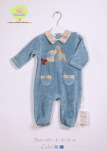 Load image into Gallery viewer, Newborn baby jumpsuit embroidered with giraffe and elephant
