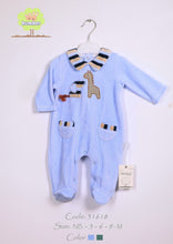 Load image into Gallery viewer, Newborn baby jumpsuit embroidered with giraffe and elephant
